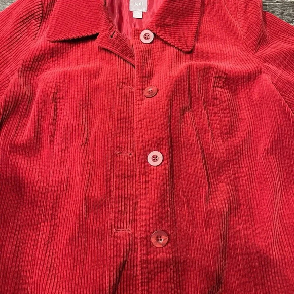 J‎ Jill Women’s Red Corduroy Barn Coat Lagenlook Preppy Jacket Size S - Picture 4 of 6
